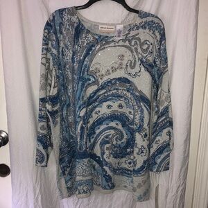 Alfred Dunner “silver belles” 2017 collection piece in blue/silver w/rhinestones